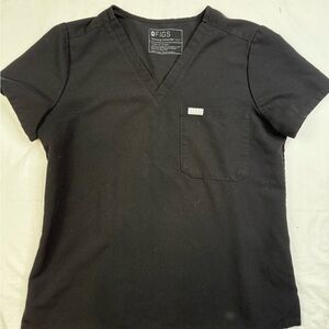 FIGS Scrub Top Women’s Size Small Pocket Shirt Black Color A039525